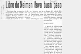 Libro de Neiman lleva buen paso.