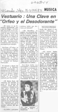 Vestuario, una clave en "Orfeo y el desodorante"