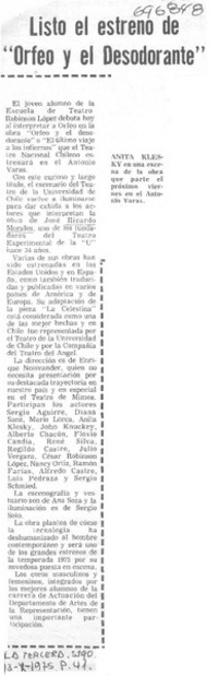 Listo el estreno de "Orfeo y el desodorante".