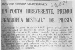 Un poeta irreverente, premio "Gabriela Mistral" de poesía