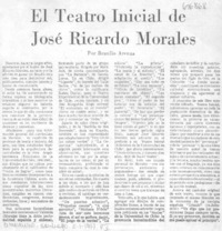 El teatro inicial de José Ricardo Morales