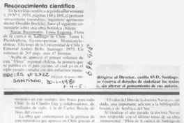 Reconocimiento científico.