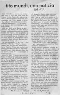 Tito Mundt, una noticia