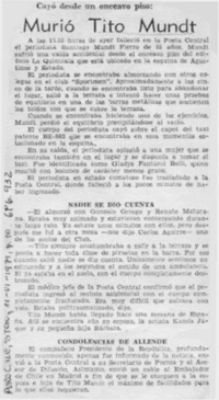 Murió Tito Mundt.