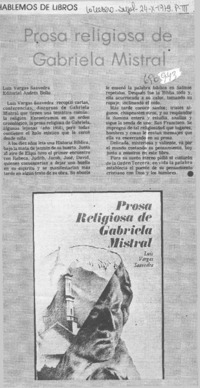 Prosa religiosa de Gabriela Mistral.