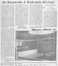 En recuerdo a Gabriela Mistral.