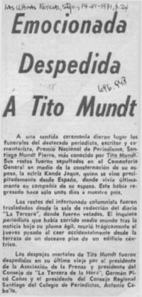 Emocionada despedida a Tito Mundt.