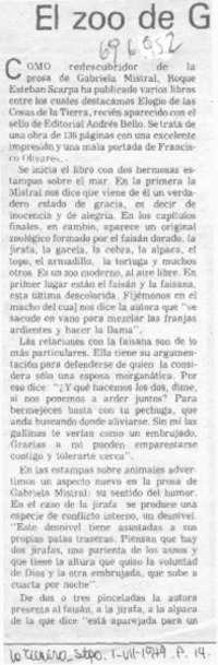 El zoo de Gabriela Mistral