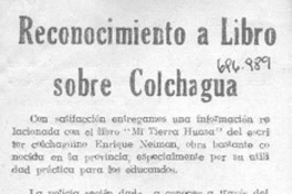 Reconocimiento a libro sobre Colchagua.