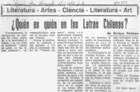 ¿Quién es quién en las letras chilenas?