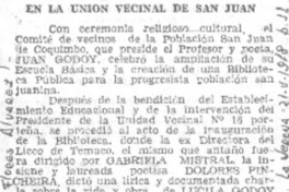 En la unión vecinal de San Juan