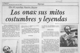 Los Onas: sus mitos costumbres y leyendas.