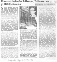 Escrutinio de libros, librerías y bibliotecas