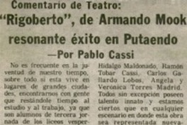 Rigoberto", de Armando Moock, resonate éxito en Putaendo