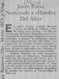 Joven poeta, nominado a "Hombre del año".