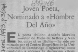 Joven poeta, nominado a "Hombre del año".