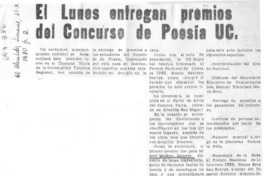 El Lunes entregan premios del Concurso de Poesía UC.