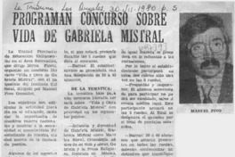 Programan concurso sobre vida de Gabriela Mistral.