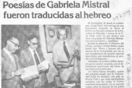 Poesías de Gabriela Mistral fueron tradicidas al hebreo.