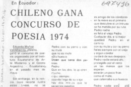 Chileno gana concurso de poesía 1974.