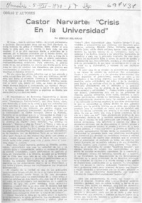 Cástor Narvarte, "Crisis en la universidad"