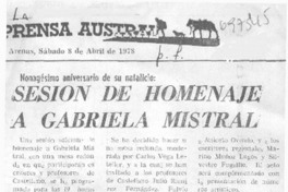 Sesión de homenaje a Gabriela Mistral.