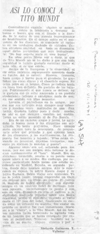 Asi lo conocí a Tito Mundt