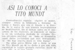 Asi lo conocí a Tito Mundt