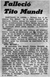 Falleció Tito Mundt.