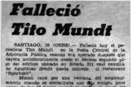 Falleció Tito Mundt.