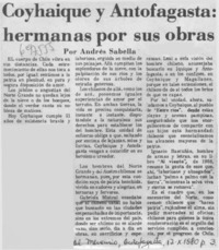 Coyhaique y Antofagasta: hermanas por sus obras