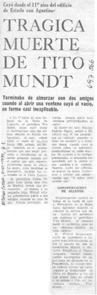 Trágica muerte de Tito Mundt.