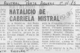Natalicio de Gabriela Mistral.