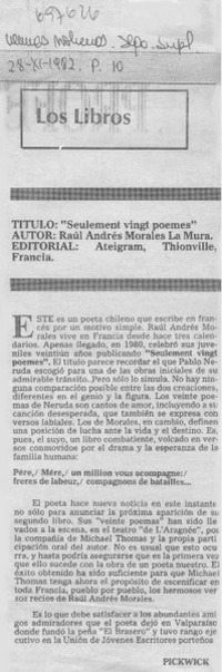 Seulement vingt poemes"