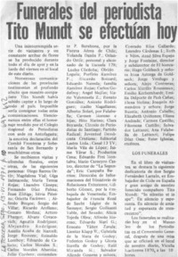 Funerales del periodista Tito Mundt se efectúan hoy.