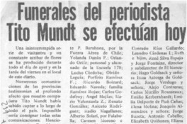 Funerales del periodista Tito Mundt se efectúan hoy.