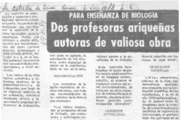 Dos profesoras ariqueñas autoras de valiosa obra.
