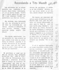 Recordando a Tito Mundt