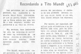 Recordando a Tito Mundt