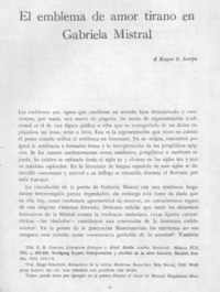 El emblema de amor tirano en Gabriela Mistral