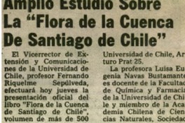 Amplio estudio sobre la "flora de la cuenca de Santiago de Chile".