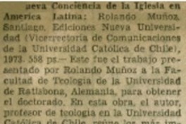 Nueva conciencia de la iglesia en América Latina