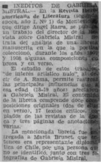 Inéditos de Gabriela Mistral.