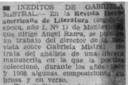 Inéditos de Gabriela Mistral.