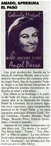 Amado, apresura el paso.