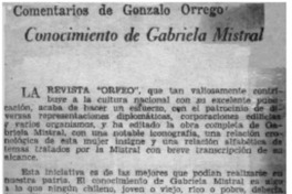 Conocimiento de Gabriela Mistral