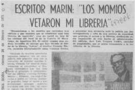 Escritor Marín: "Los momios vetaron mi librería".