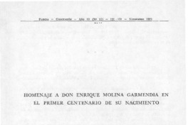 Homenaje a don Enrique Molina Garmendia en el primer centenario de su nacimiento.