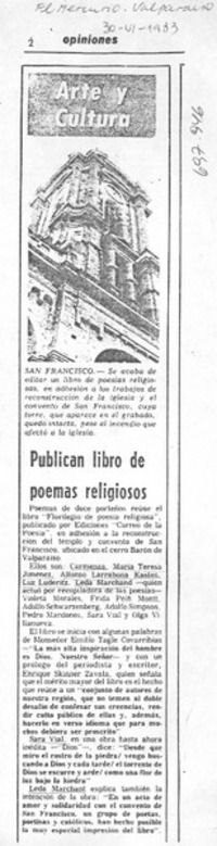 Publican libro de poemas religiosos.