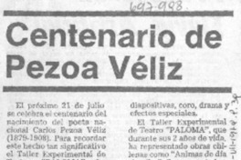 Centenario de Pezoa Véliz.
